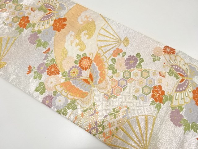 JAPANESE FUKURO OBI / WOVEN BUTTERFLY & FLOWER